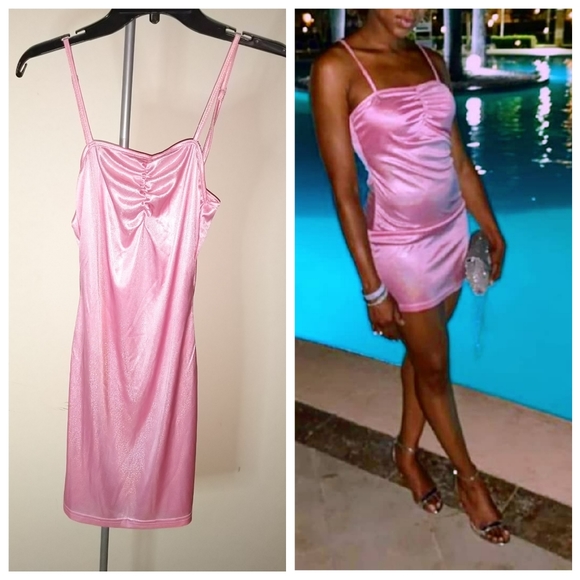 pink strappy bodycon dress